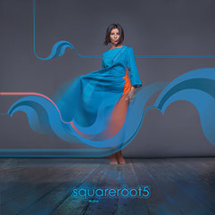 Long sleeve Cyan dress "Water" with eccentric design by Squareroot5